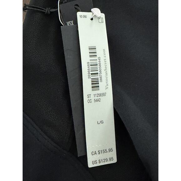 NEW Victoria's Secret VSX Suede Effect Corset Catsuit Bodysuit L Large Black - Picture 3 of 3